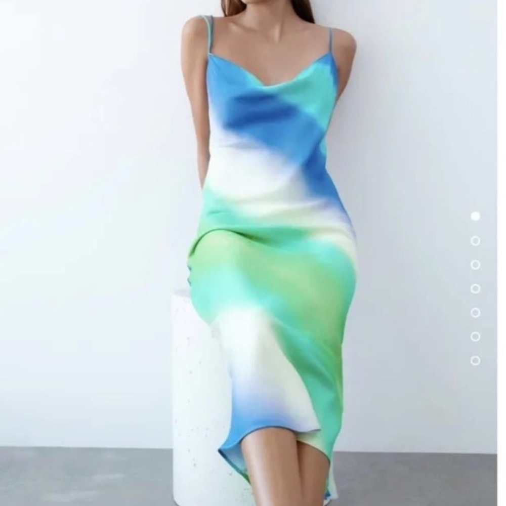 Zara Blue Asymmetrical Slip Dress for Cocktail